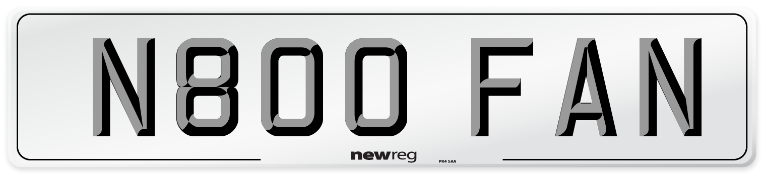 N800 FAN Number Plate from New Reg